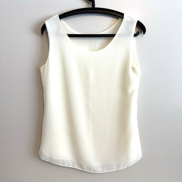 Womens White Sleeveless Blouse Size Small Fairy Flowy Vanilla Girl Babydoll - Picture 1 of 9